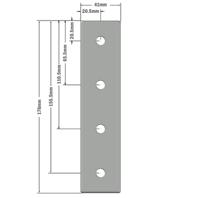 41-130-0 MODULAR SOLUTIONS TIE PLATE 45MM X 180MM<BR>CREATES RIGHT ANGLE, MOUNTING HARDWARE NOT INCLUDED